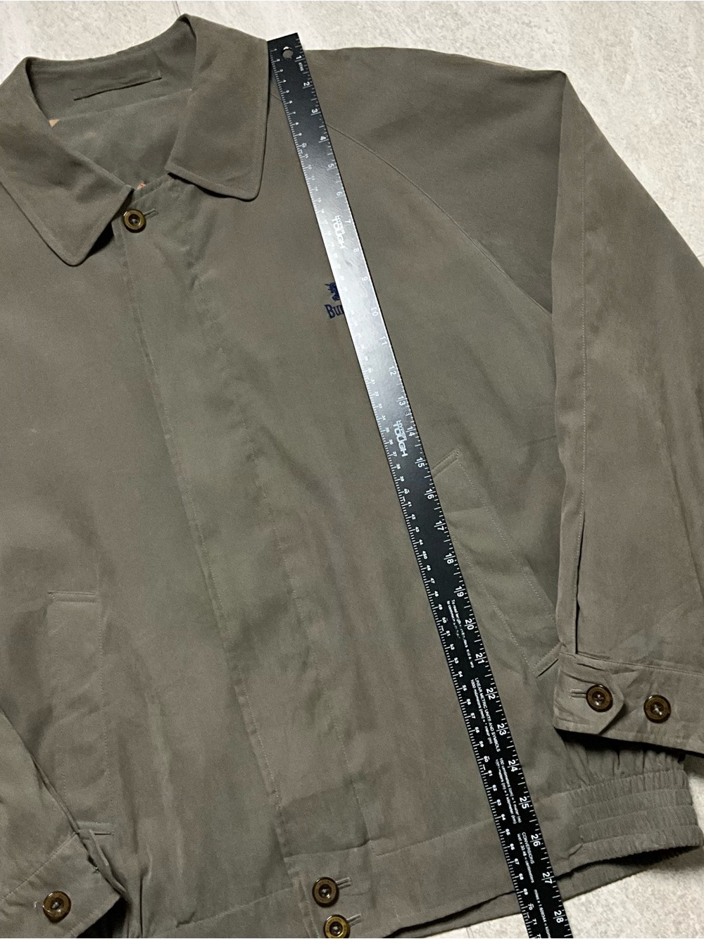 VINTAGE BURBERRY OLIVE GREEN HARRINGTON JACKET EMBROIDERED LOGO NOVA CHECK RARE - Picture 7 of 15